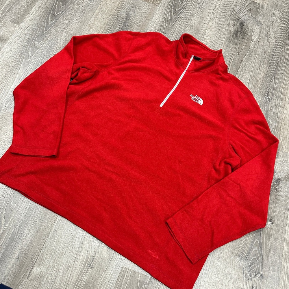 The North Face Sweater Men's 2XL Red Fleece‎ Quarter Zip Pullover Sweater